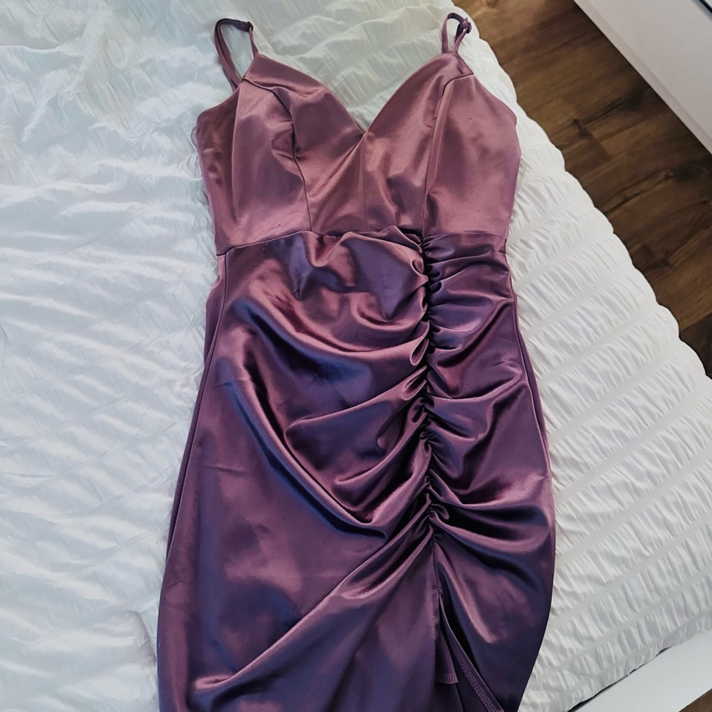 Elegant Purple Satin Dress